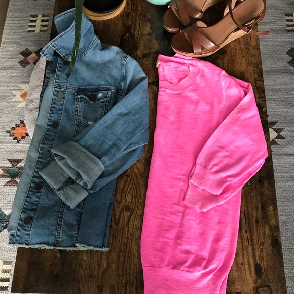 J. Crew Factory Sweaters - J. Crew Neon Pink Lightweight Sweater